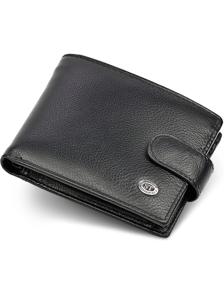 Класичне чоловіче портмоне з натуральної шкіри ST Leather ST102 Чорний