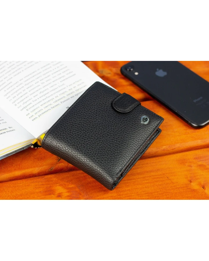 Класичне чоловіче портмоне з натуральної шкіри ST Leather ST102 Чорний