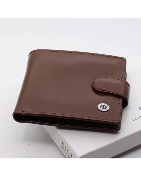 Коричневе чоловіче портмоне з натуральної шкіри з фіксацією ST Leather ST103