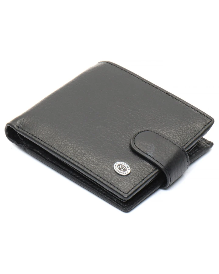 Чорне чоловіче портмоне з натуральної шкіри з фіксацією ST Leather ST103