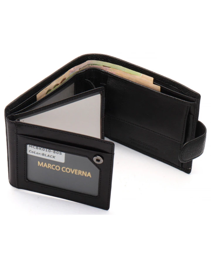 Чорне шкіряне портмоне з відділом для документів Marco Coverna MCBK10-805