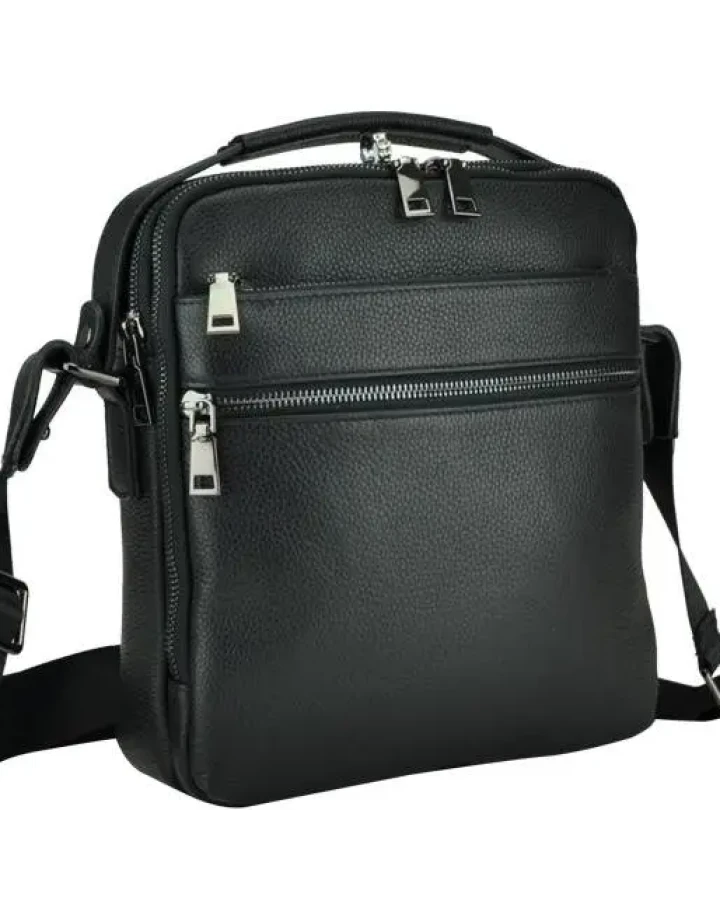 Шкіряна чоловіча сумка планшет через плече Matera, чорна