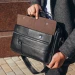 Шкіряний чоловічий портфель для документів та ноутбука 39x28x8, сумка папка ділова MK39848 чорна
