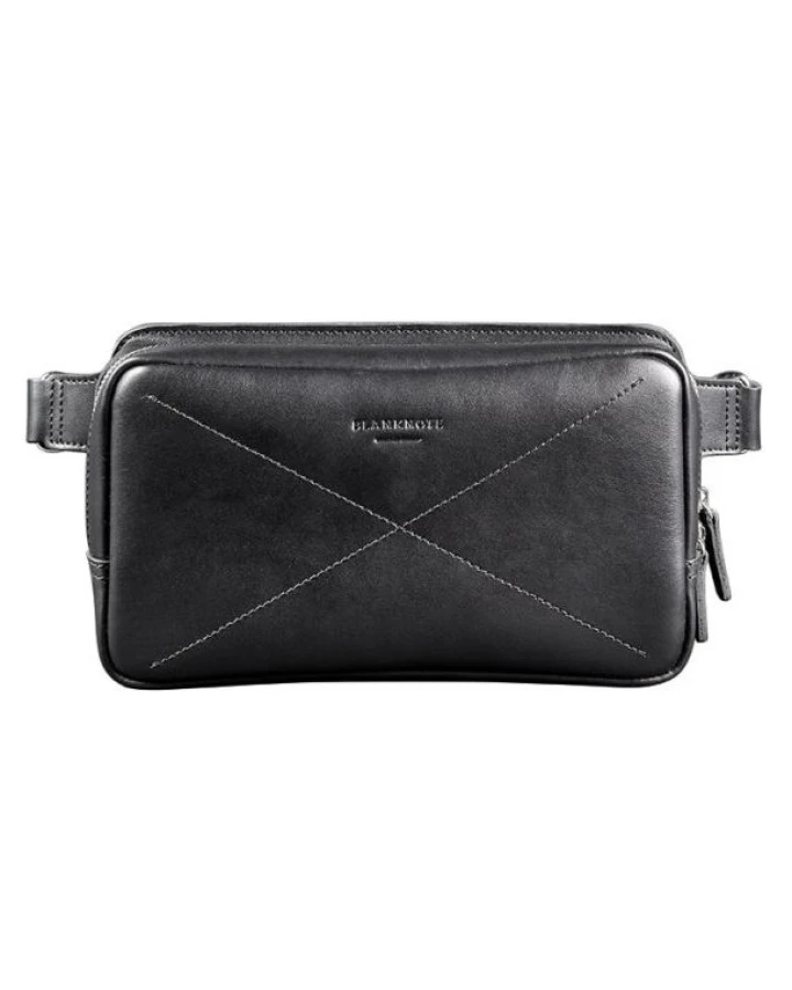 Шкіряна поясна сумка Dropbag Maxi чорна Krast BN-BAG-20-g