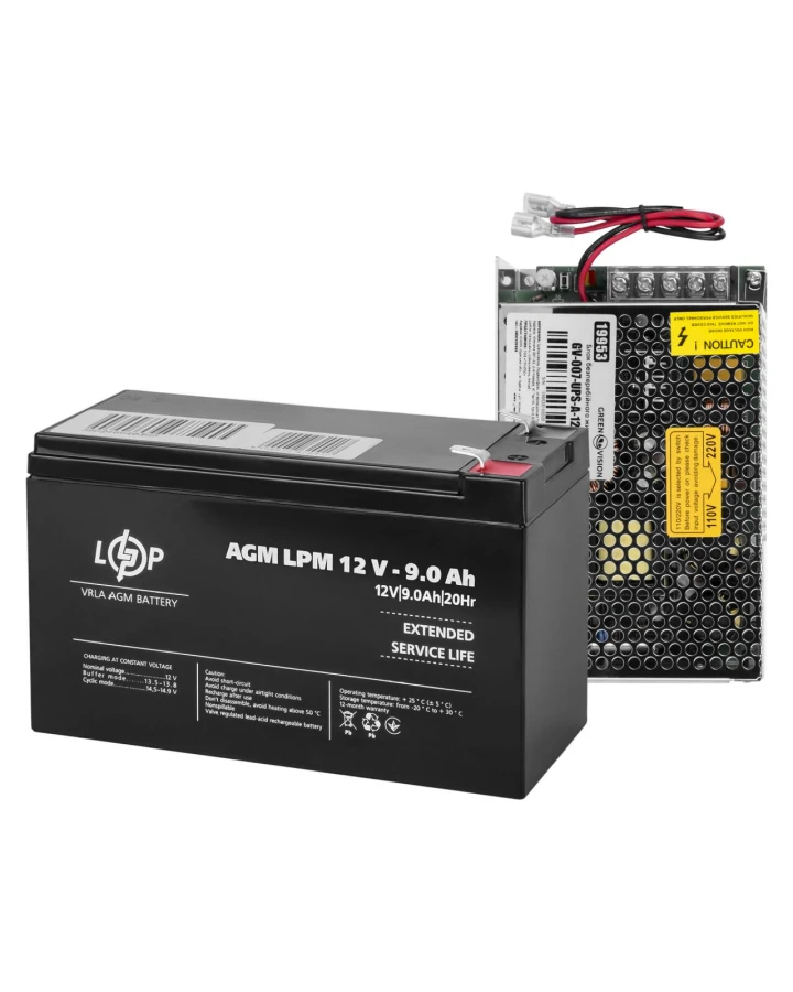 Блок безперебійного живлення GreenVision GV-007-UPS-A-1203-8A з АКБ 9 Ah, 12 В, 9 виходів