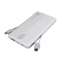 Павербанк LogicPower PQ13 10000 mAh 22,5 Вт з вбудованими кабелями Type-C/Lightning, білий