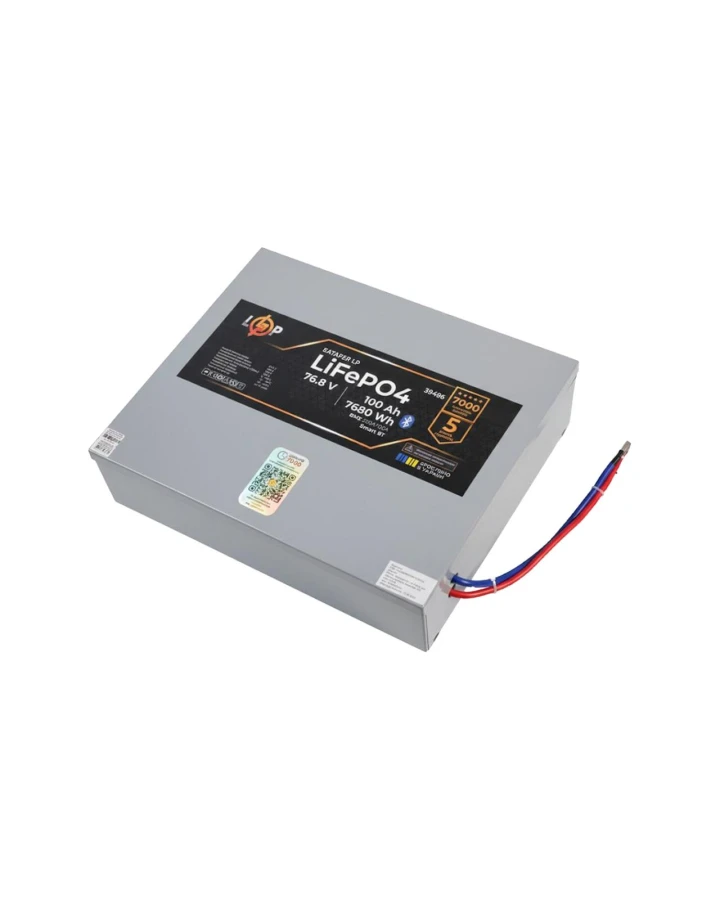 Акумулятор LiFePO4 LogicPower 76,8V 100Ah (7680 Wh), BMS 200A/100A, Bluetooth, з підігрівом, корпус метал