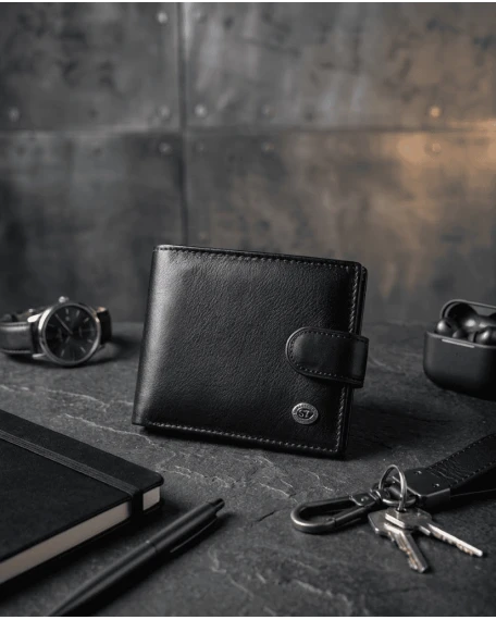 Класичне чоловіче портмоне з натуральної шкіри ST Leather В102 Чорний