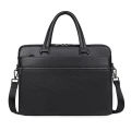 Чоловічий шкіряний портфель для ноутбука та документів A4 TIDING BAG, теляча шкіра, чорний