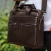 Чоловічий шкіряний портфель для ноутбука 15" з двома передніми кишенями, коричневий