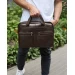 Чоловічий шкіряний портфель для ноутбука 15" з двома передніми кишенями, коричневий