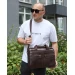 Чоловічий шкіряний портфель для ноутбука 15" з двома передніми кишенями, коричневий