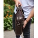 Чоловічий шкіряний портфель для ноутбука 15" з великою передньою кишенею, коричневий
