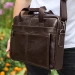 Чоловічий шкіряний портфель для ноутбука 15" з великою передньою кишенею, коричневий
