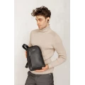 Чорний шкіряний чоловічий рюкзак на одне плече BlankNote Chest Bag