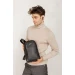 Чорний шкіряний чоловічий рюкзак на одне плече BlankNote Chest Bag