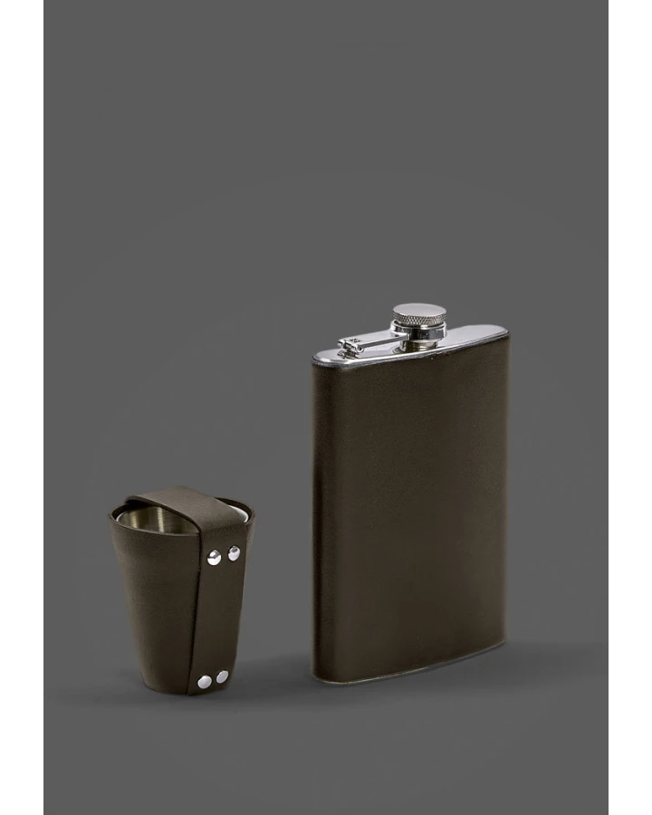 Набір BlankNote з флягою та чарками у шкіряному чохлі темно-коричневий Crazy Horse