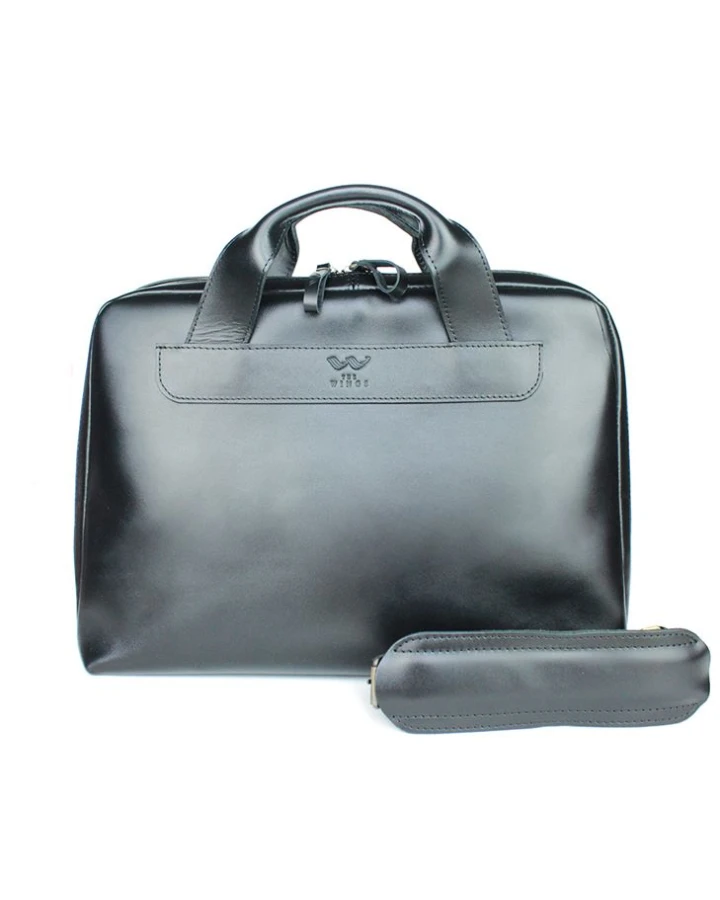 Шкіряна ділова сумка The Wings Attache Briefcase чорний