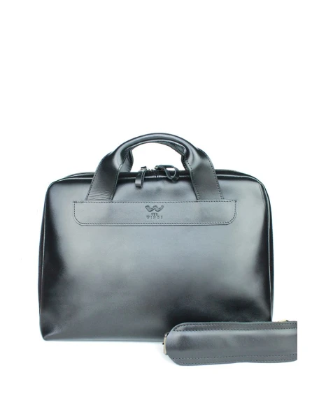 Шкіряна ділова сумка The Wings Attache Briefcase чорний