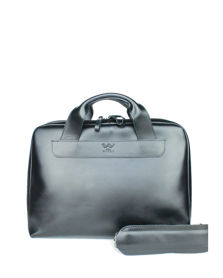 Шкіряна ділова сумка The Wings Attache Briefcase чорний
