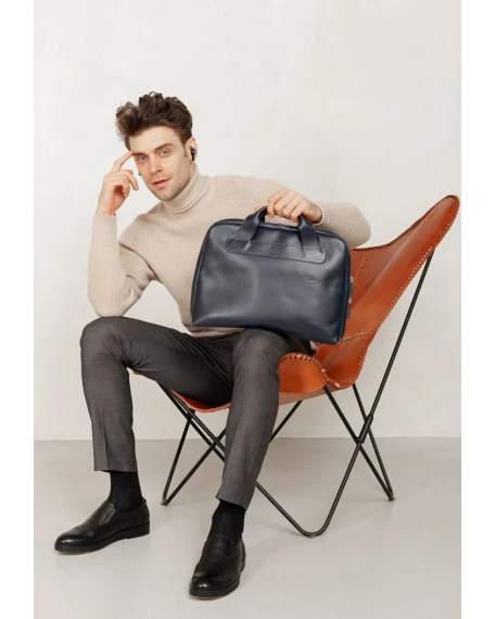 Шкіряна ділова сумка The Wings Attache Briefcase синій