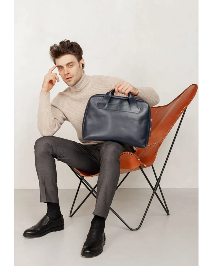 Шкіряна ділова сумка The Wings Attache Briefcase синій