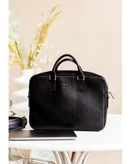 Шкіряна ділова сумка The Wings Briefcase 2.0 чорний
