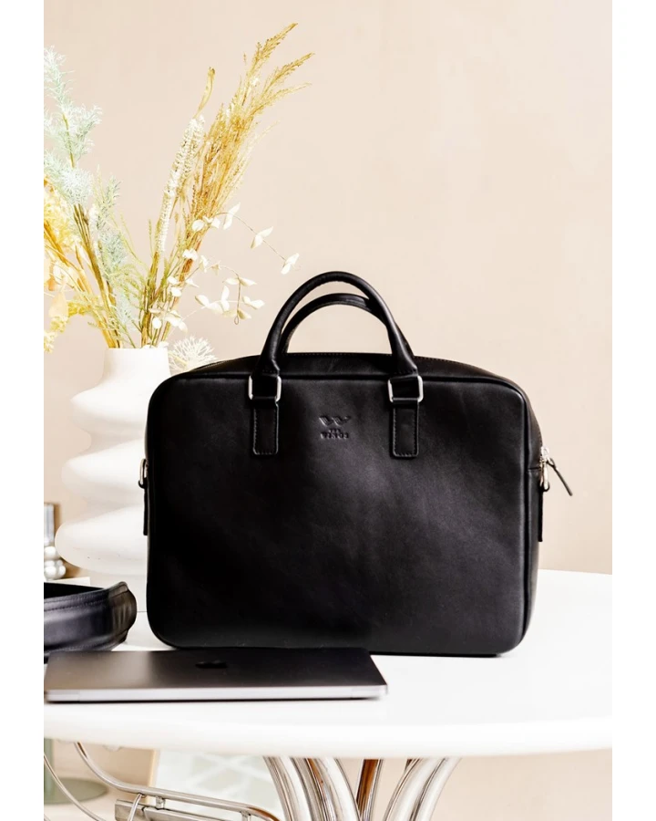 Шкіряна ділова сумка The Wings Briefcase 2.0 чорний