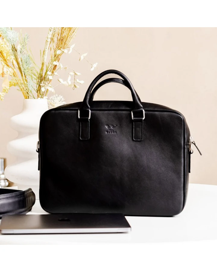 Шкіряна ділова сумка The Wings Briefcase 2.0 чорний