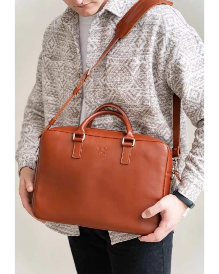 Шкіряна ділова сумка The Wings Briefcase 2.0 світло-коричневий