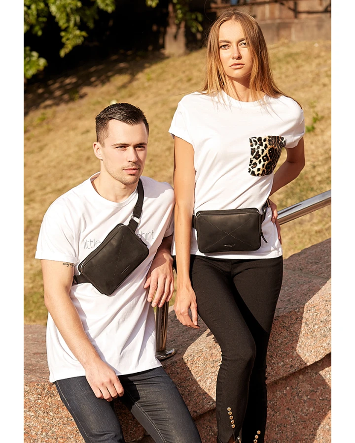 Шкіряна поясна сумка BlankNote Dropbag Mini чорна Crazy Horse