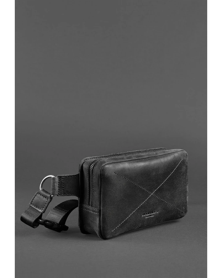 Шкіряна поясна сумка BlankNote Dropbag Mini чорна Crazy Horse