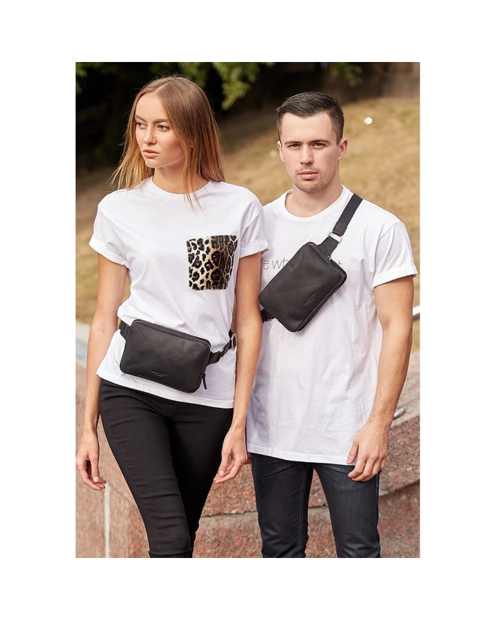 Шкіряна поясна сумка BlankNote Dropbag Mini чорна Crazy Horse