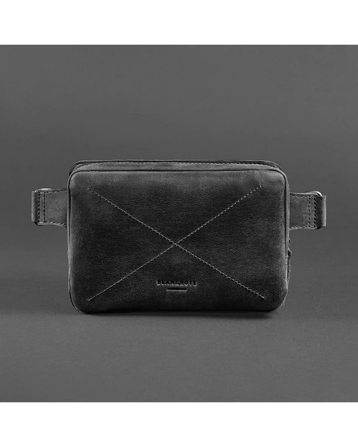 Шкіряна поясна сумка BlankNote Dropbag Mini чорна Crazy Horse