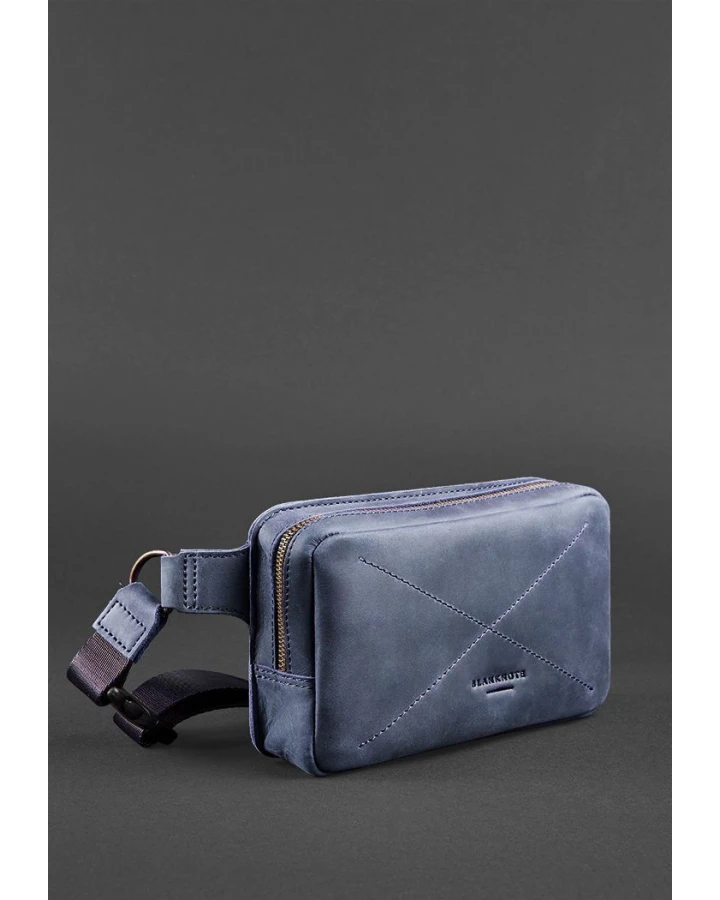 Шкіряна поясна сумка BlankNote Dropbag Mini синя