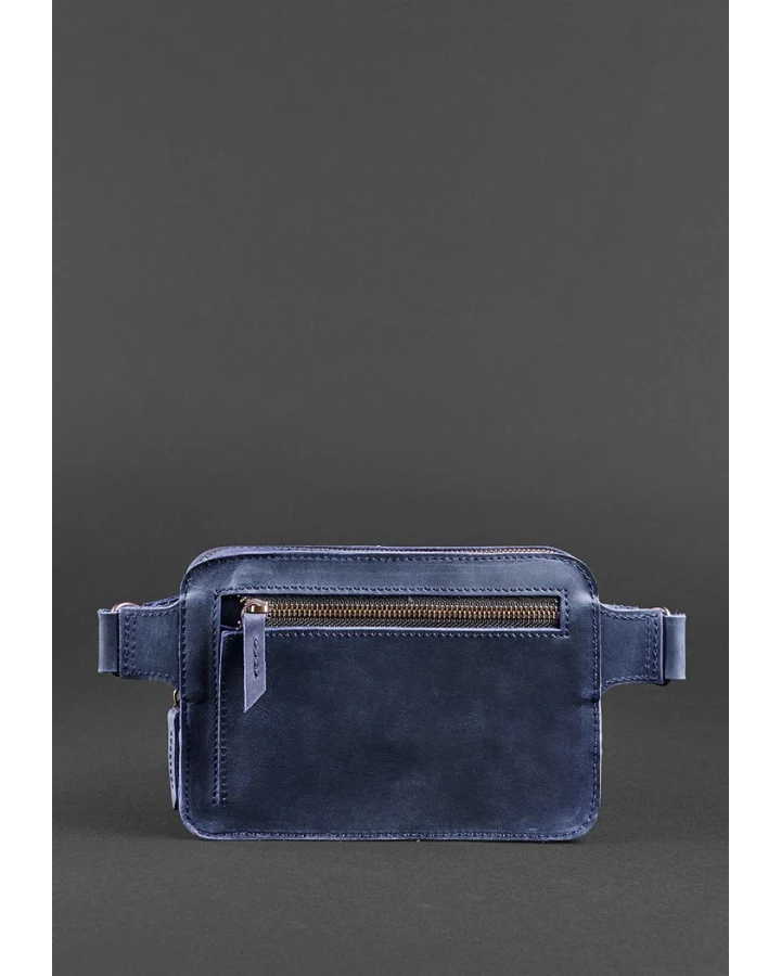 Шкіряна поясна сумка BlankNote Dropbag Mini синя