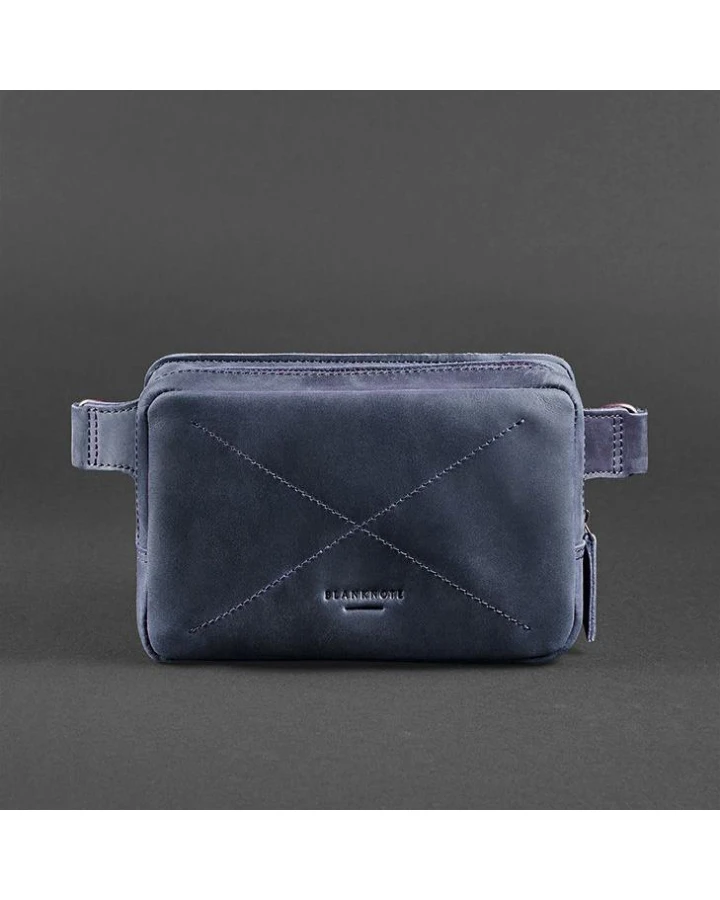 Шкіряна поясна сумка BlankNote Dropbag Mini синя