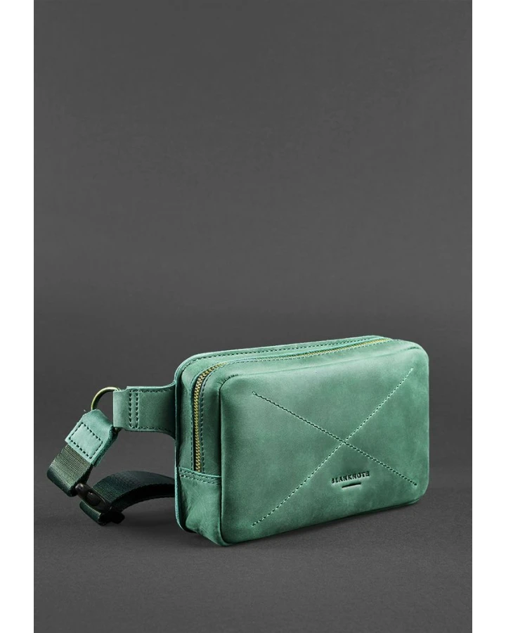 Шкіряна поясна сумка BlankNote Dropbag Mini зелена Crazy Horse