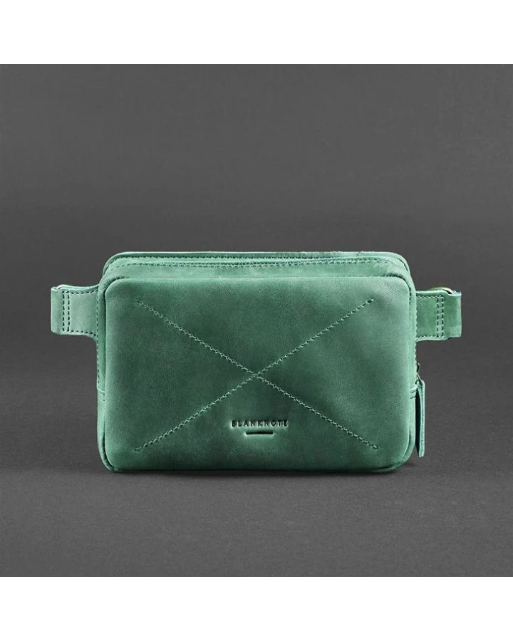 Шкіряна поясна сумка BlankNote Dropbag Mini зелена Crazy Horse