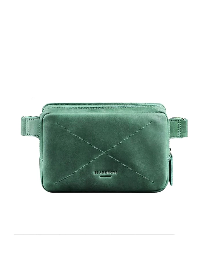Шкіряна поясна сумка BlankNote Dropbag Mini зелена Crazy Horse