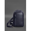 Темно-синій шкіряний чоловічий рюкзак на одне плече BlankNote Chest Bag