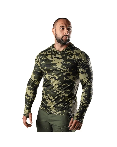 Тактичний лонгслів з каптуром Camotec Chiton Air Hood, Pixel Green