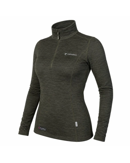 Жіноча флісова термокофта Camotec Pani Hawk Polarheat QS Pro, олива меланж