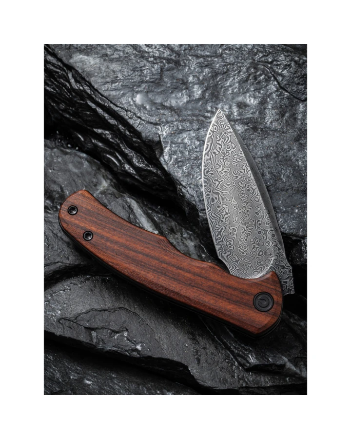 Ніж складаний Civivi Mini Praxis C18026C-DS1, Дамаська сталь, дерево, коричневий