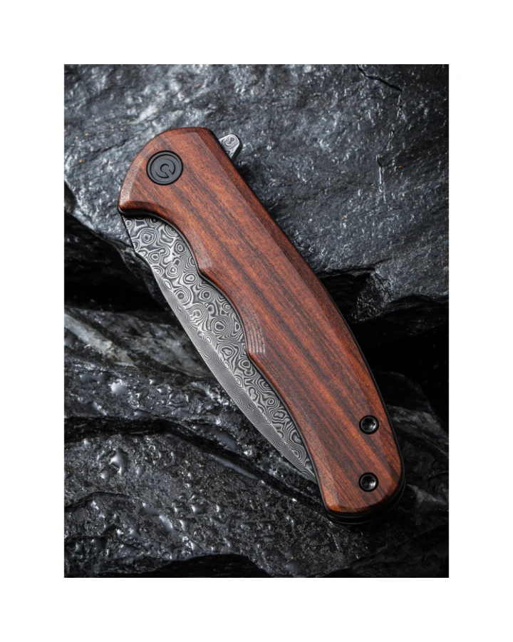 Ніж складаний Civivi Mini Praxis C18026C-DS1, Дамаська сталь, дерево, коричневий