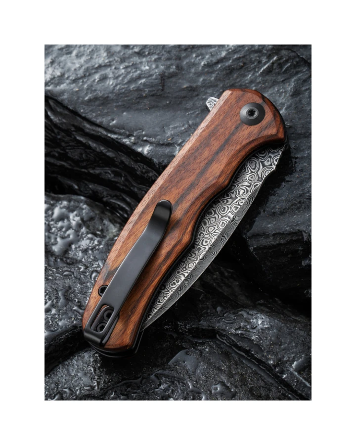 Ніж складаний Civivi Mini Praxis C18026C-DS1, Дамаська сталь, дерево, коричневий