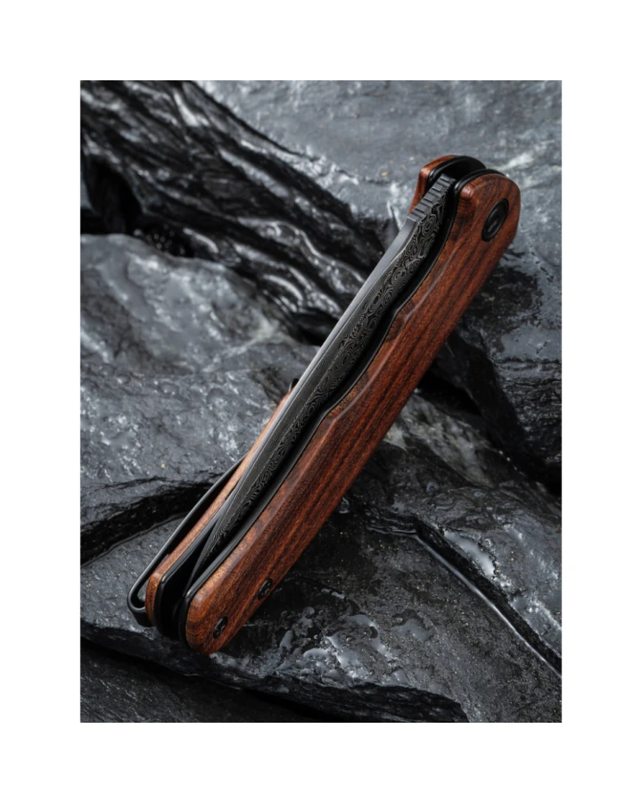 Ніж складаний Civivi Mini Praxis C18026C-DS1, Дамаська сталь, дерево, коричневий