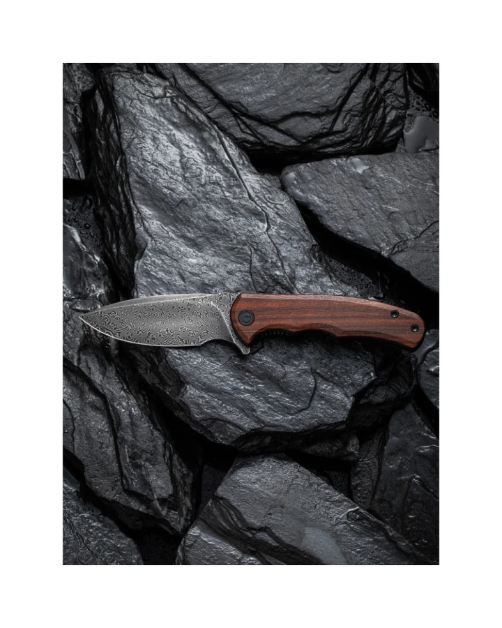 Ніж складаний Civivi Mini Praxis C18026C-DS1, Дамаська сталь, дерево, коричневий
