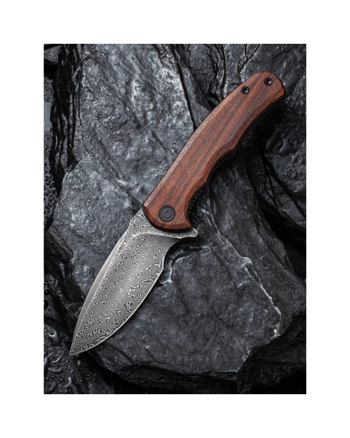 Ніж складаний Civivi Mini Praxis C18026C-DS1, Дамаська сталь, дерево, коричневий