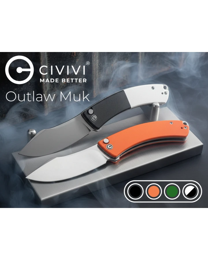 Ніж складаний Civivi Outlaw Muk C24079-1, Sandvik 14C28N, G10, чорний